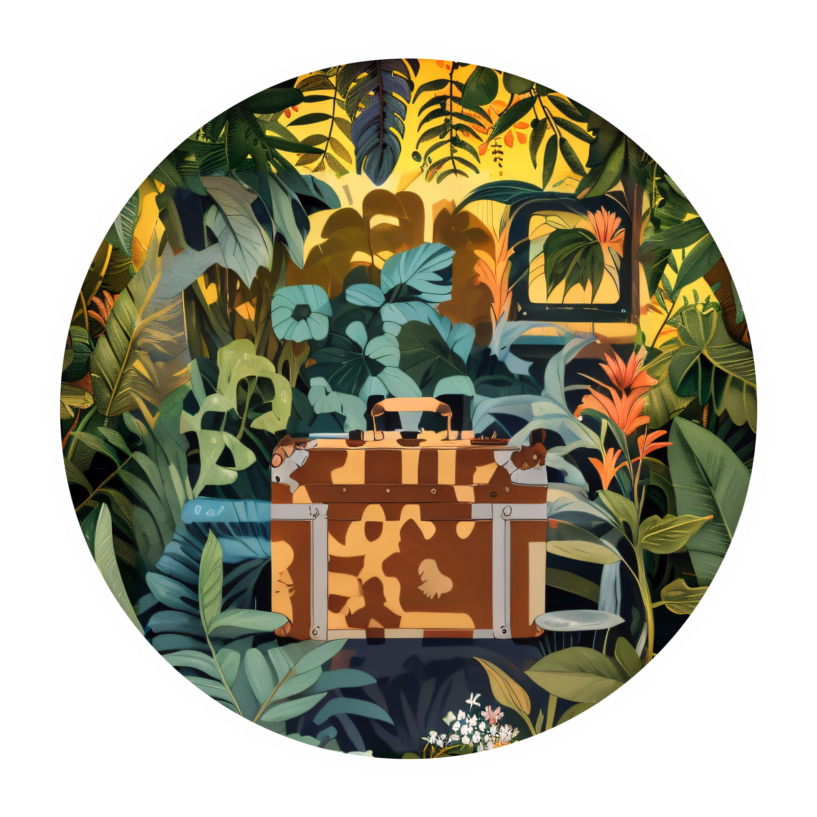 Jungle Suitcase Vector Illustration QR Code for Stickers — image 1
