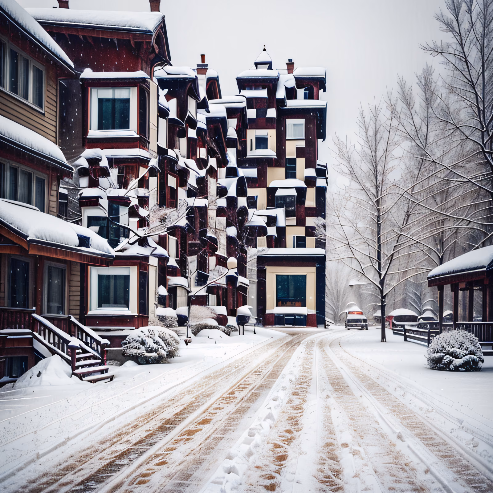 Snowy Winter Street Photorealistic QR Code for Greeting Cards — image 1