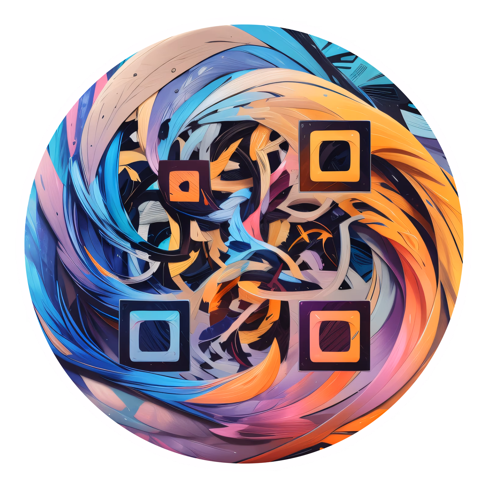 Swirling Abstract Brushstroke QR Code for Stickers — image 1
