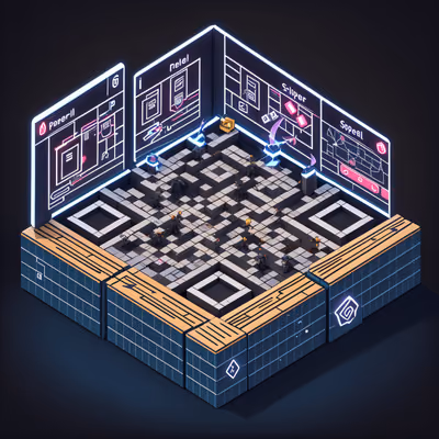 Isometric Spell Duel Arena QR Code for Posters — image 1