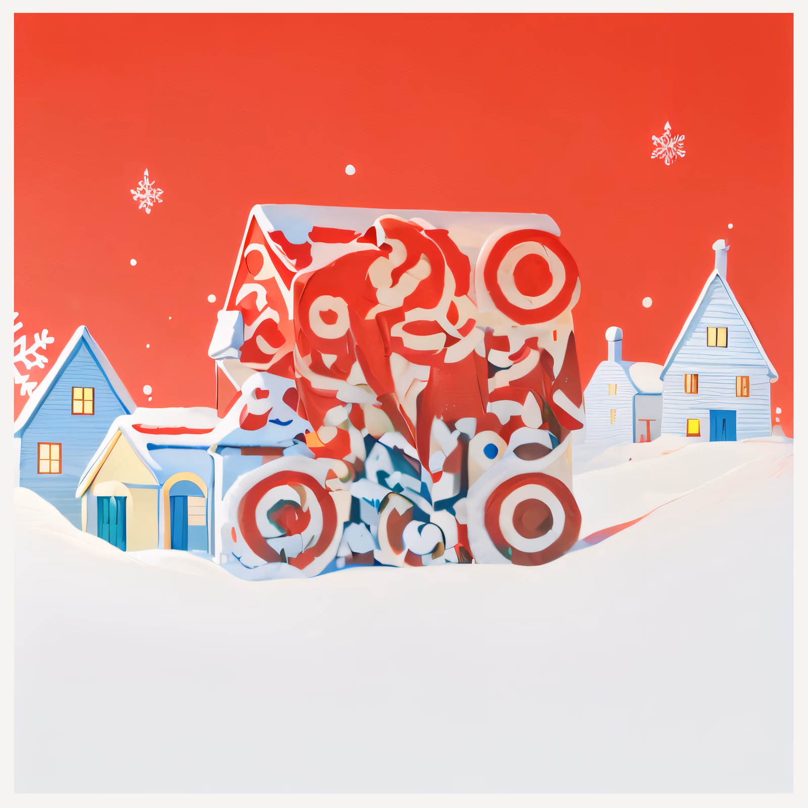 Snowy Village Papercut Style QR Code for Greeting Cards — image 1