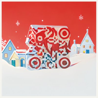 Snowy Village Papercut Style QR Code for Greeting Cards