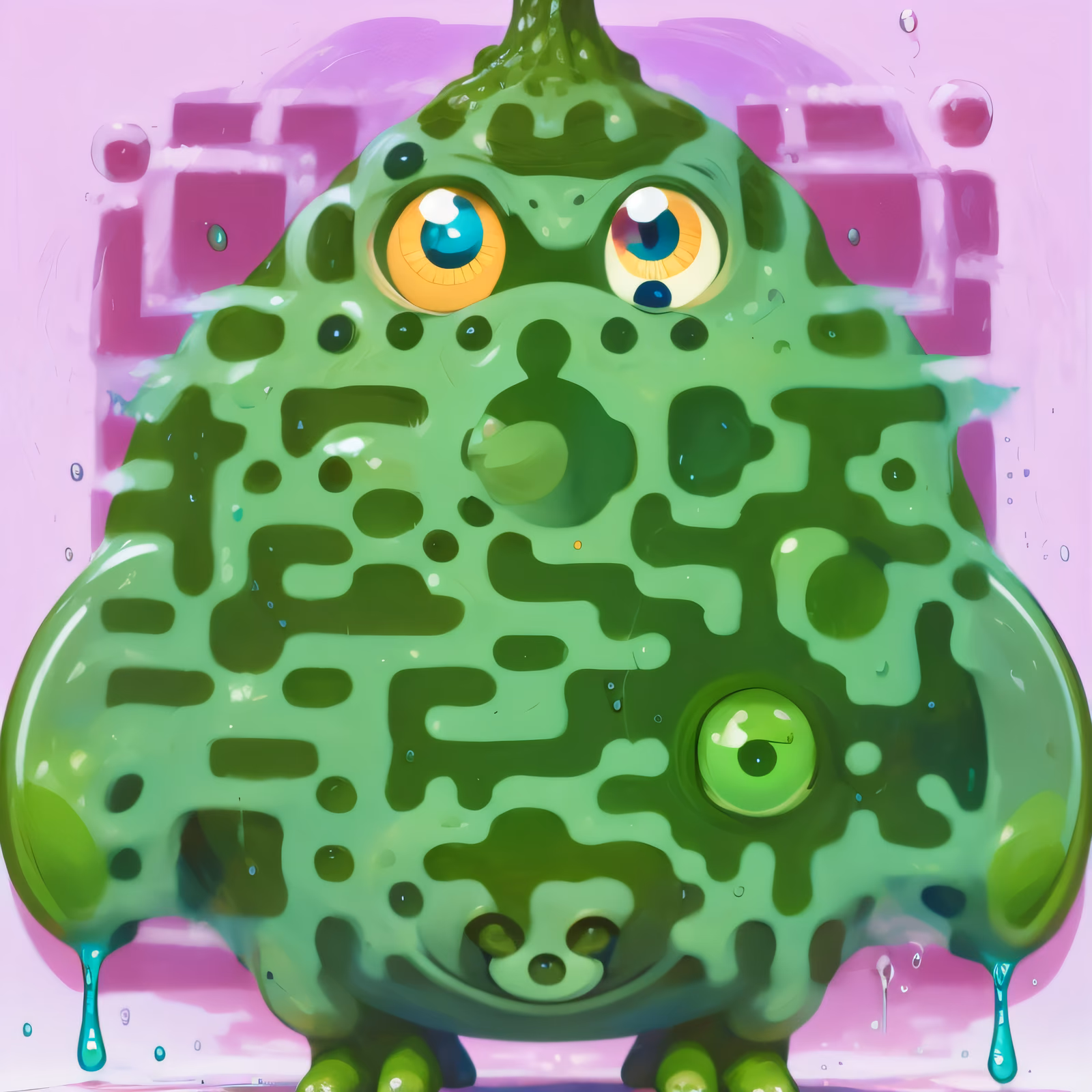 Green Slime Monster Cartoon Cartoon Character QR Code for Stickers — image 1