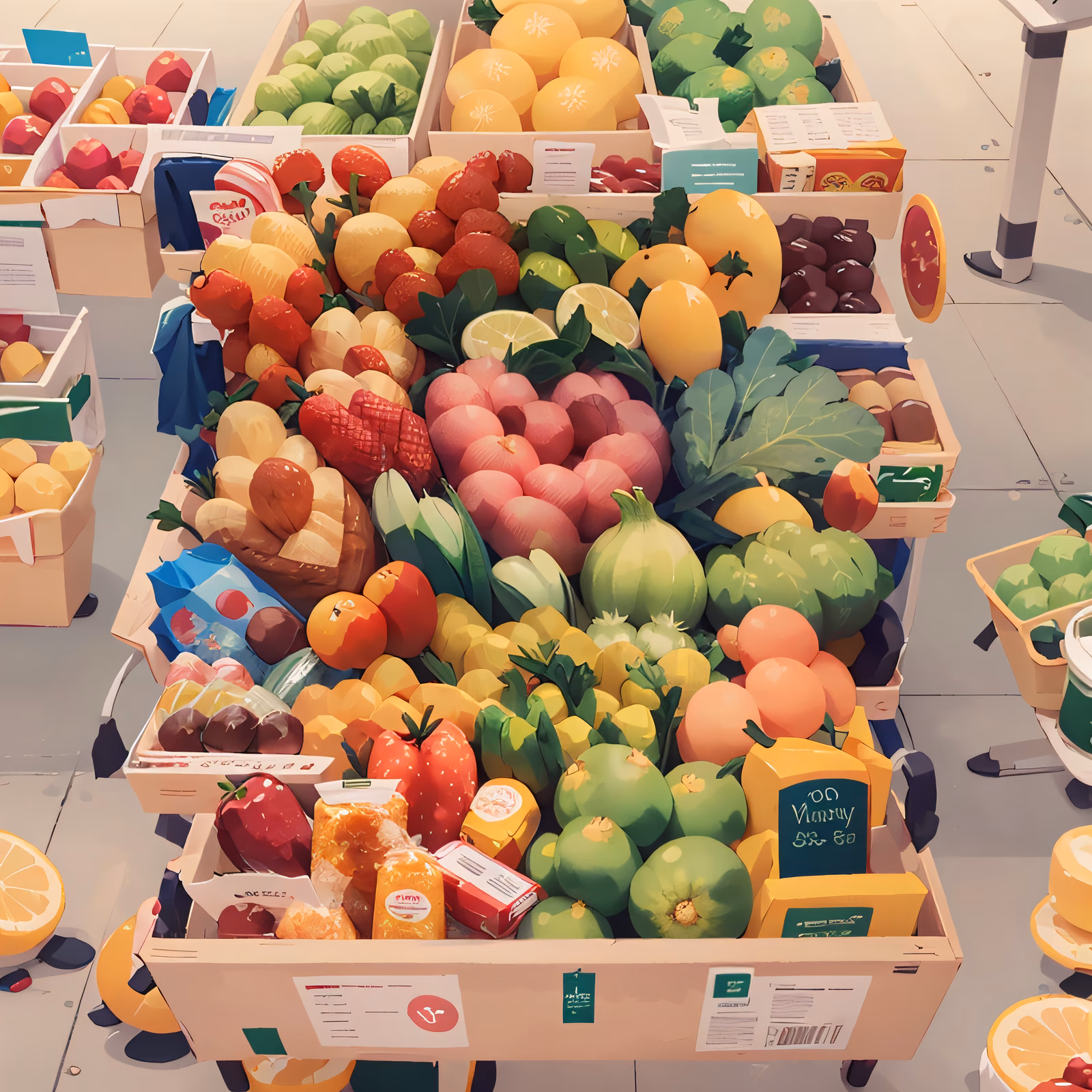 Supermarket Fruit Crates Illustration QR Code for Packaging — image 1