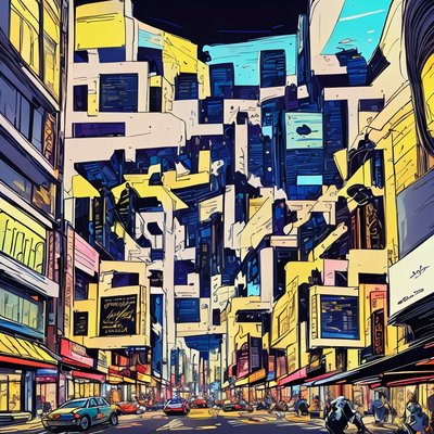 Neon City Street Comic QR Code for Posters
