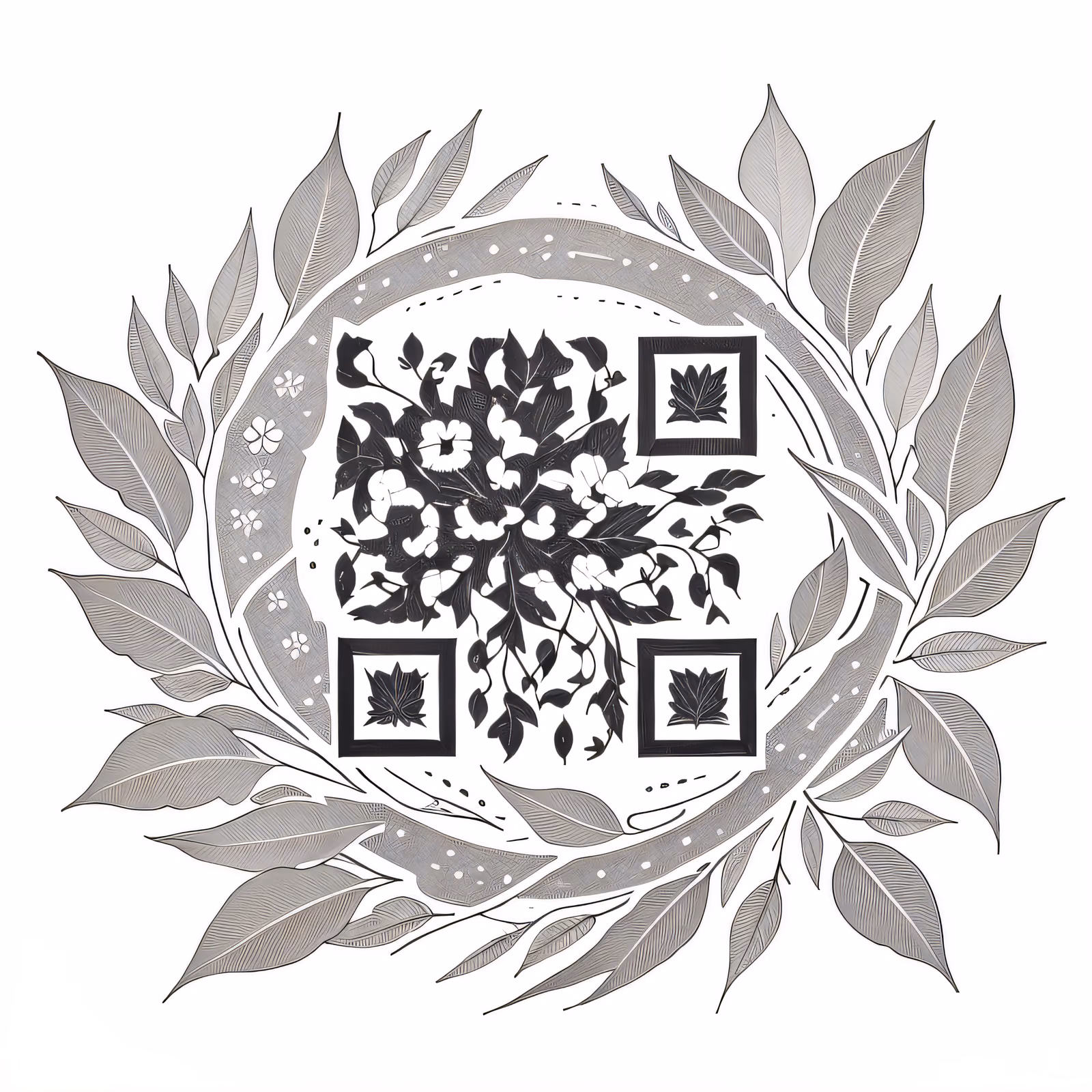 Laurel Wreath Ink Tattoo QR Code for Temporary Tattoos — image 1