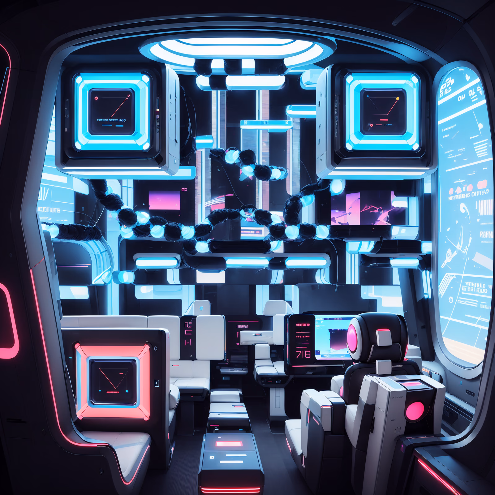 Retrofuturist Pod Interior Neon QR Code for Posters — image 1
