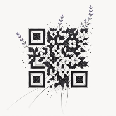 Lavender Floral Ink Tattoo QR Code for Temporary Tattoos