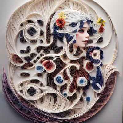 Paper Woman With Flowers Quilling QR Code Art