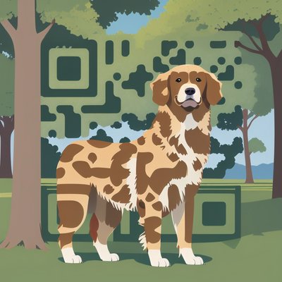 Golden Retriever in Park Vector QR Code for Posters