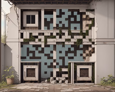 Crumbling Colonial Villa Retro QR Code Art — image 1