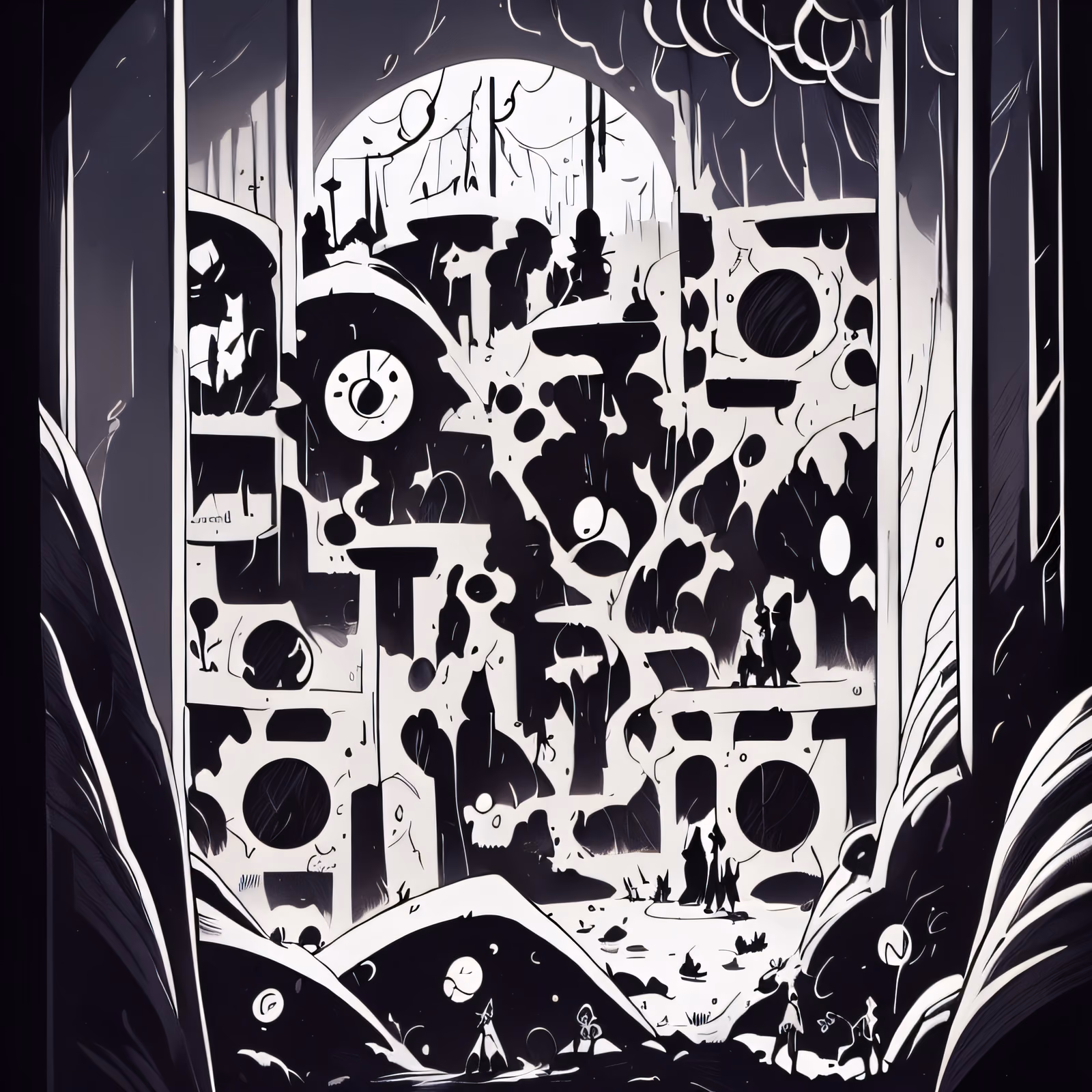 Noir Ruins Comic Panel QR Code for Book Covers — image 1