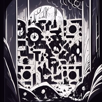 Noir Ruins Comic Panel QR Code for Book Covers — image 1