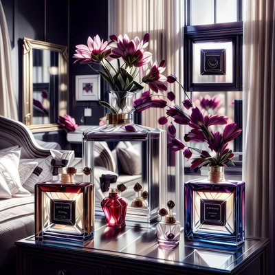 Perfume Bottles Vanity 3D Render QR Code for Packaging