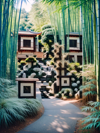 Japanese Bamboo Garden Photography Forest QR Code for Posters — image 1