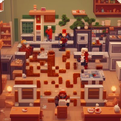 Pixel Voxel Kitchen Game Scene QR Code for Posters