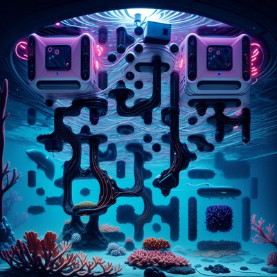 Underwater Drone Hub Coral Reef QR Code Art