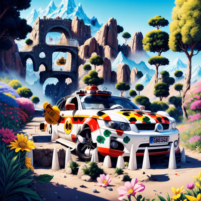 Rescue Car Mountain Cartoon QR Code for Posters — image 1