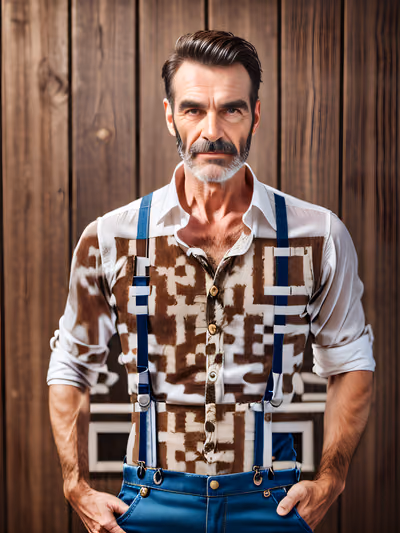 Man in Suspenders Photoreal QR Code for Apparel — image 1