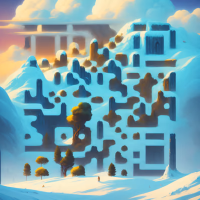 雪山童话风景二维码艺术 — 图片 1