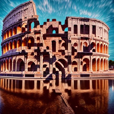 Colosseum Reflection Photorealistic QR Code for Posters