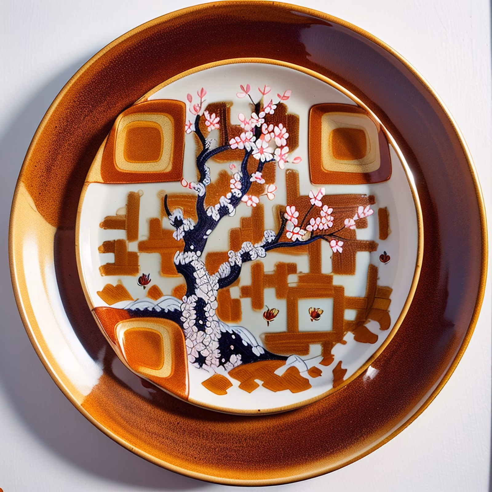 Керамическая тарелка с цветущей сакурой: QR-код — изображение 1
