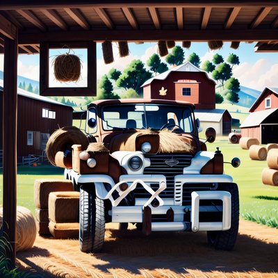 Farm Pickup Truck Gouache QR Code Art