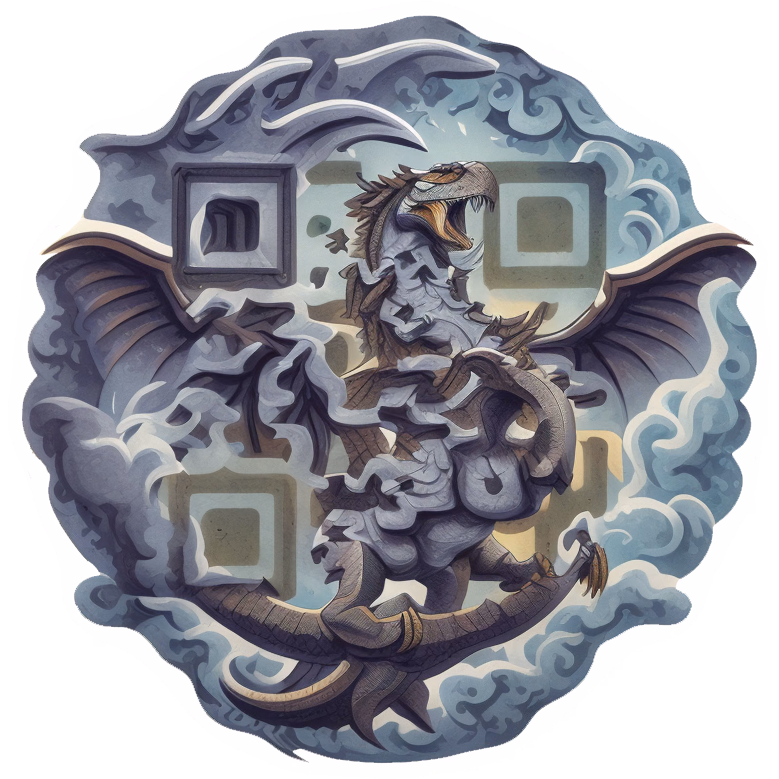 Roaring Dragon Storm Clouds QR Code for Stickers — image 1