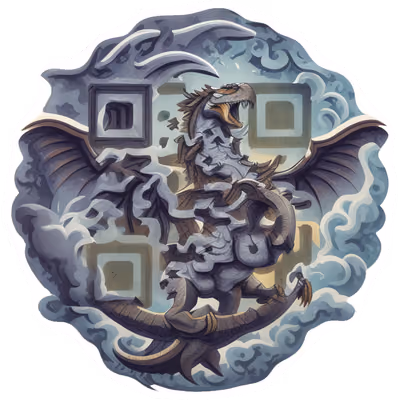 Roaring Dragon Storm Clouds QR Code for Stickers — image 1