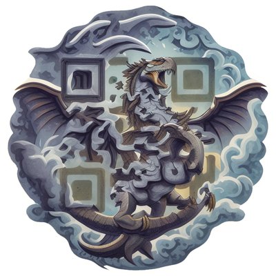Roaring Dragon Storm Clouds QR Code for Stickers