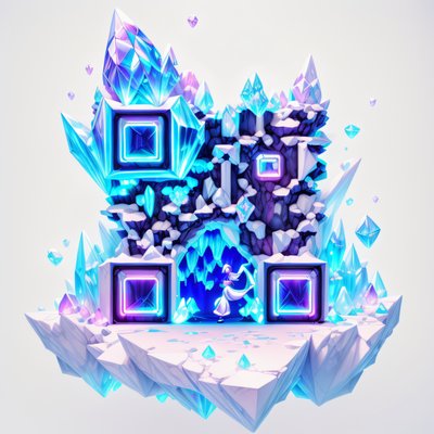 Floating Crystal Cave 3D QR Code for Posters