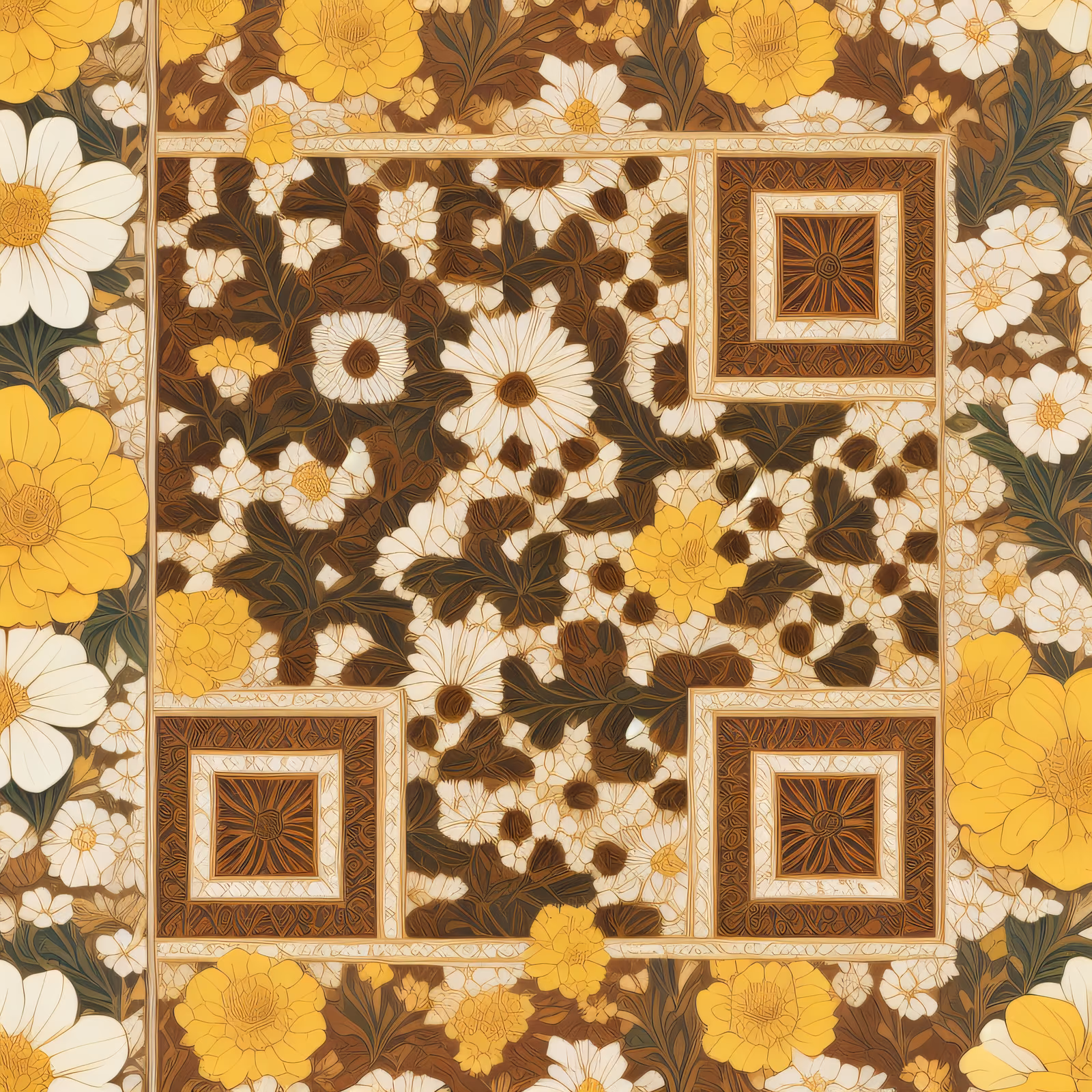 Marigold Daisy Floral Pattern QR Code Art — image 1
