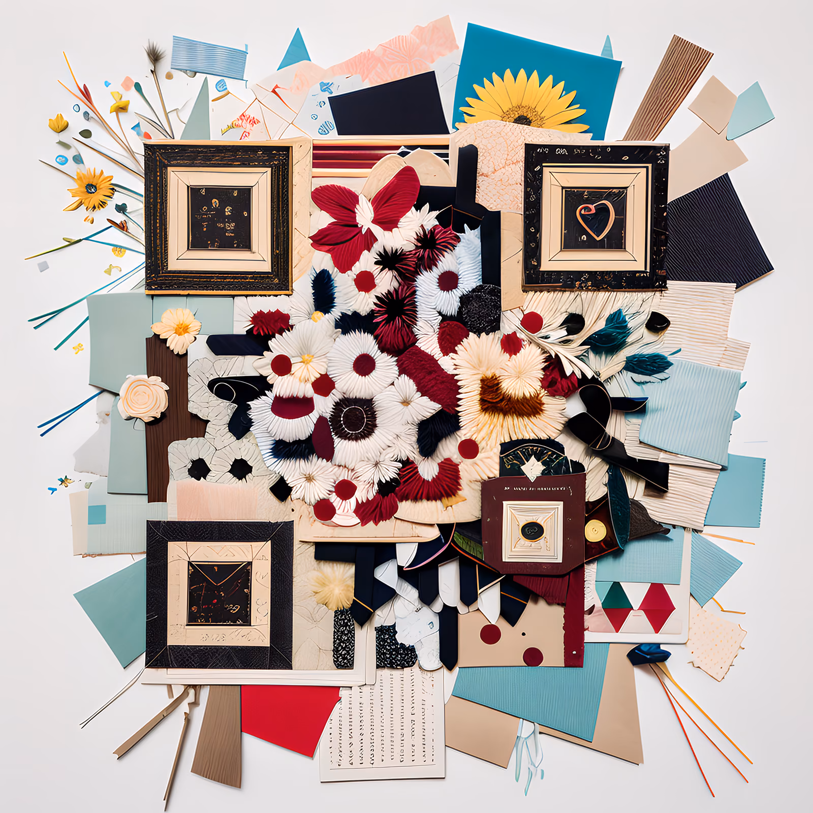 Stitched Floral Fabric Collage QR Code Art — image 1