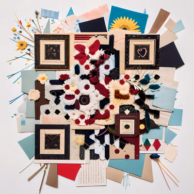 Stitched Floral Fabric Collage QR Code Art — image 1