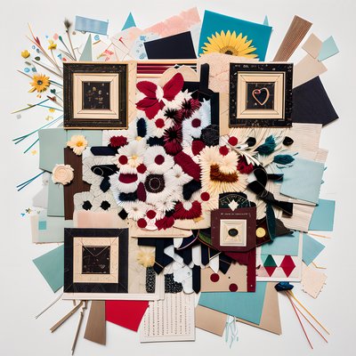 Stitched Floral Fabric Collage QR Code Art