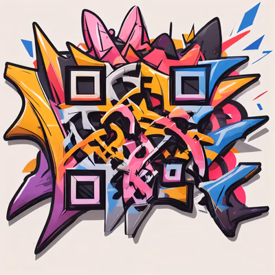 Wildstyle Graffiti Lettering Sticker Art QR Code for Stickers — image 1