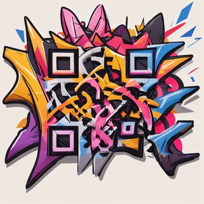 Wildstyle Graffiti Lettering Sticker Art QR Code for Stickers