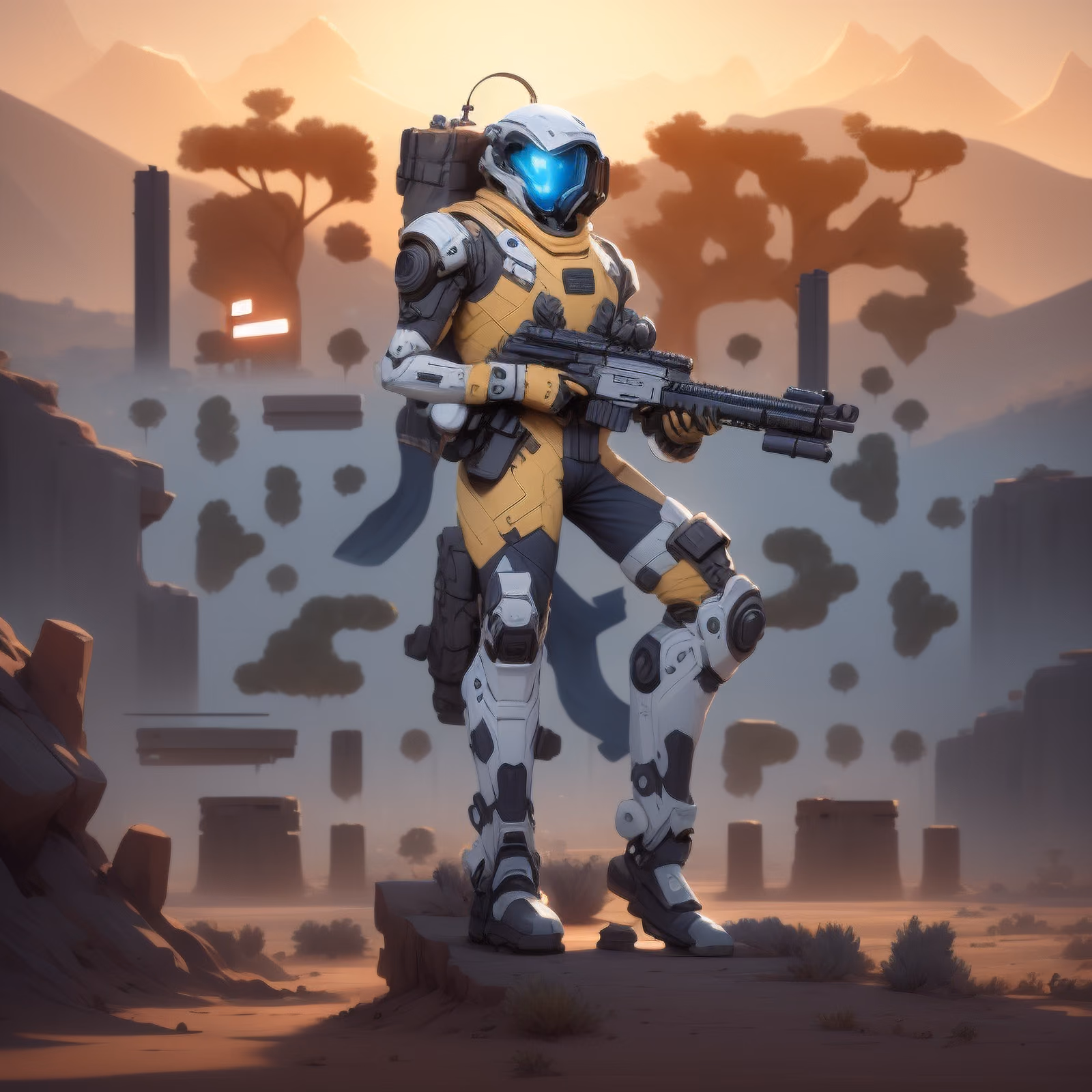 Futuristic Soldier Desert Game Art QR Code for Posters — image 1