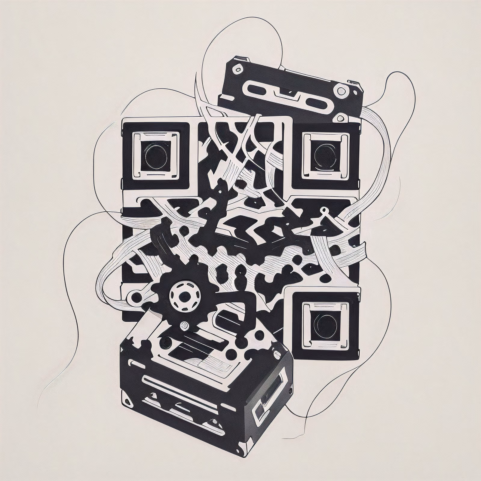 Cassette Tape Ink Tattoo QR Code for Temporary Tattoos — image 1