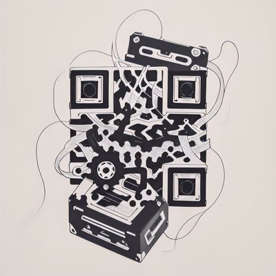 Cassette Tape Ink Tattoo QR Code for Temporary Tattoos — image 1
