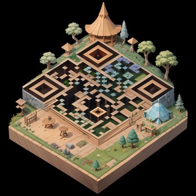 Isometric Druid Base Diorama QR Code Poster