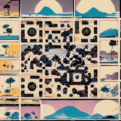 Comic Panel Landscape Grid QR Code for Posters