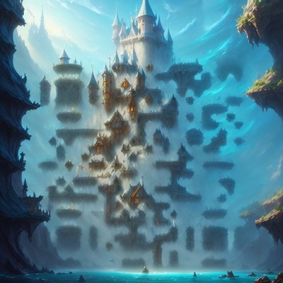 Fantasy Castle Ocean Matte Painting QR Code for Posters