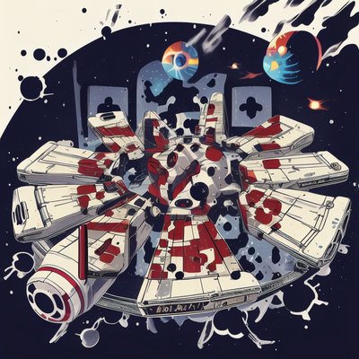 飞船矢量漫画二维码艺术,适用于贴纸