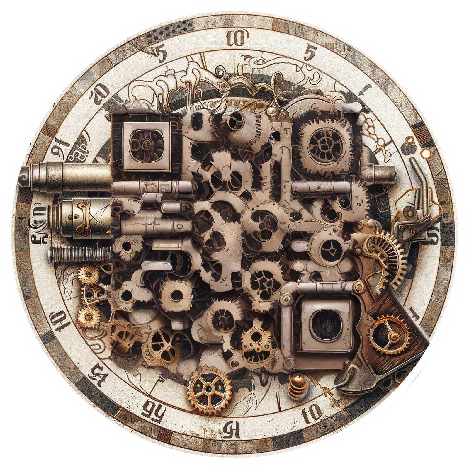 Steampunk Ray Gun Gears QR Code for Stickers — image 1