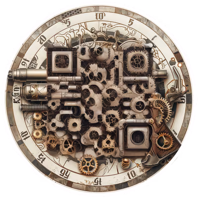 Steampunk Ray Gun Gears QR Code for Stickers — image 1