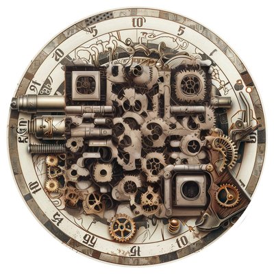 Steampunk Ray Gun Gears QR Code for Stickers
