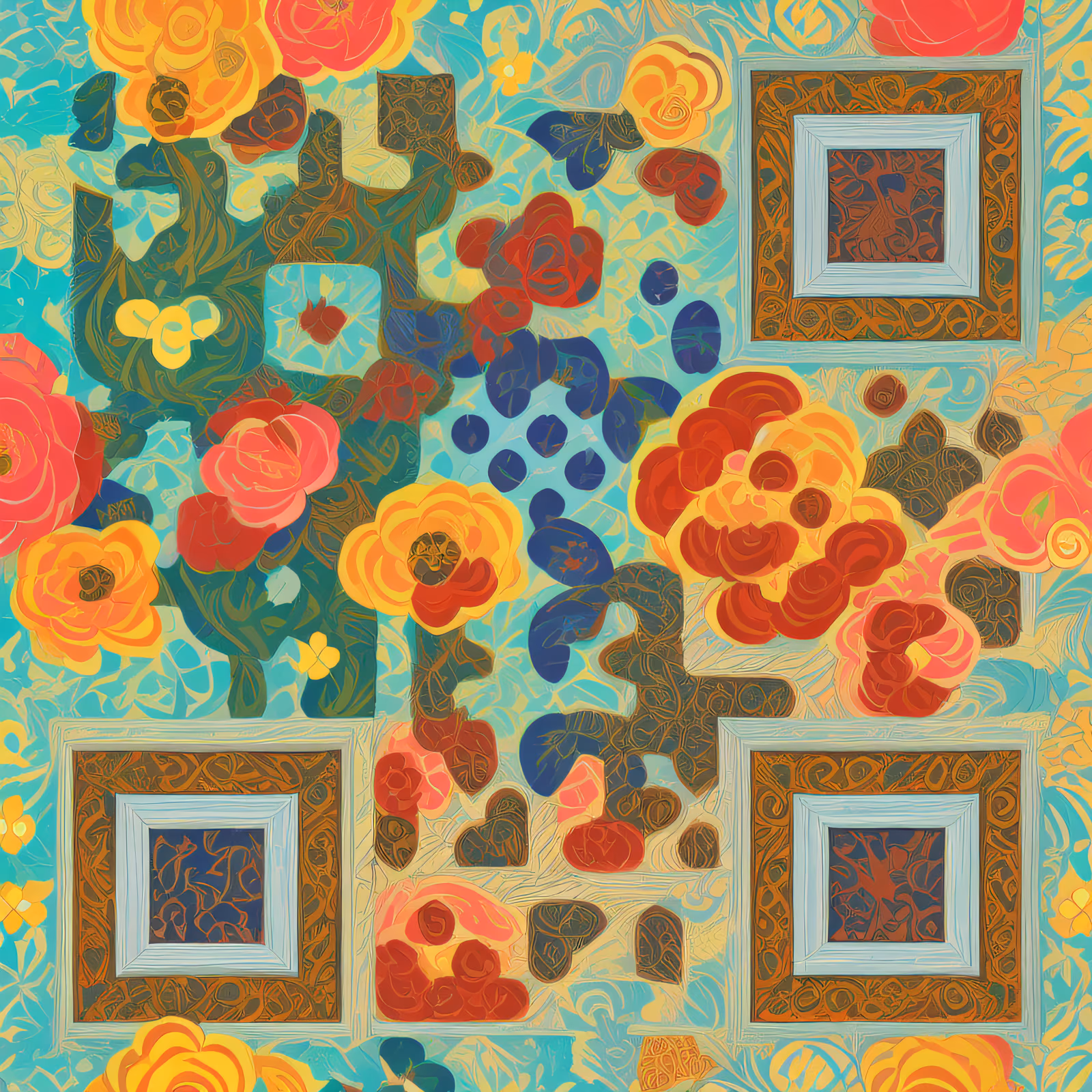 Ornate Rose Floral Pattern QR Code Art — image 1