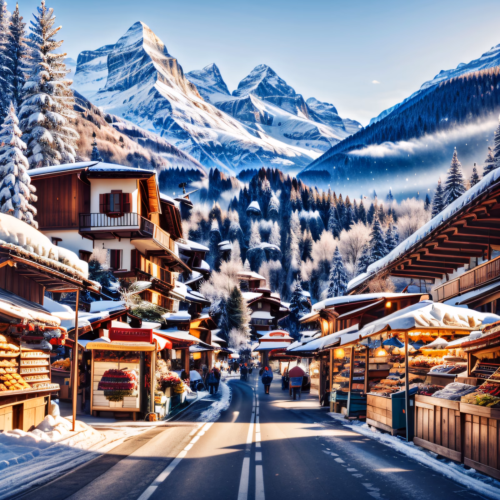 Alpine Winter Village Market QR Code Art — image 1