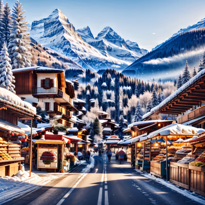 Alpine Winter Village Market QR Code Art — image 1